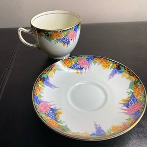 Adderley Floral Tea Cup & Saucer Gold Trim Bone China England